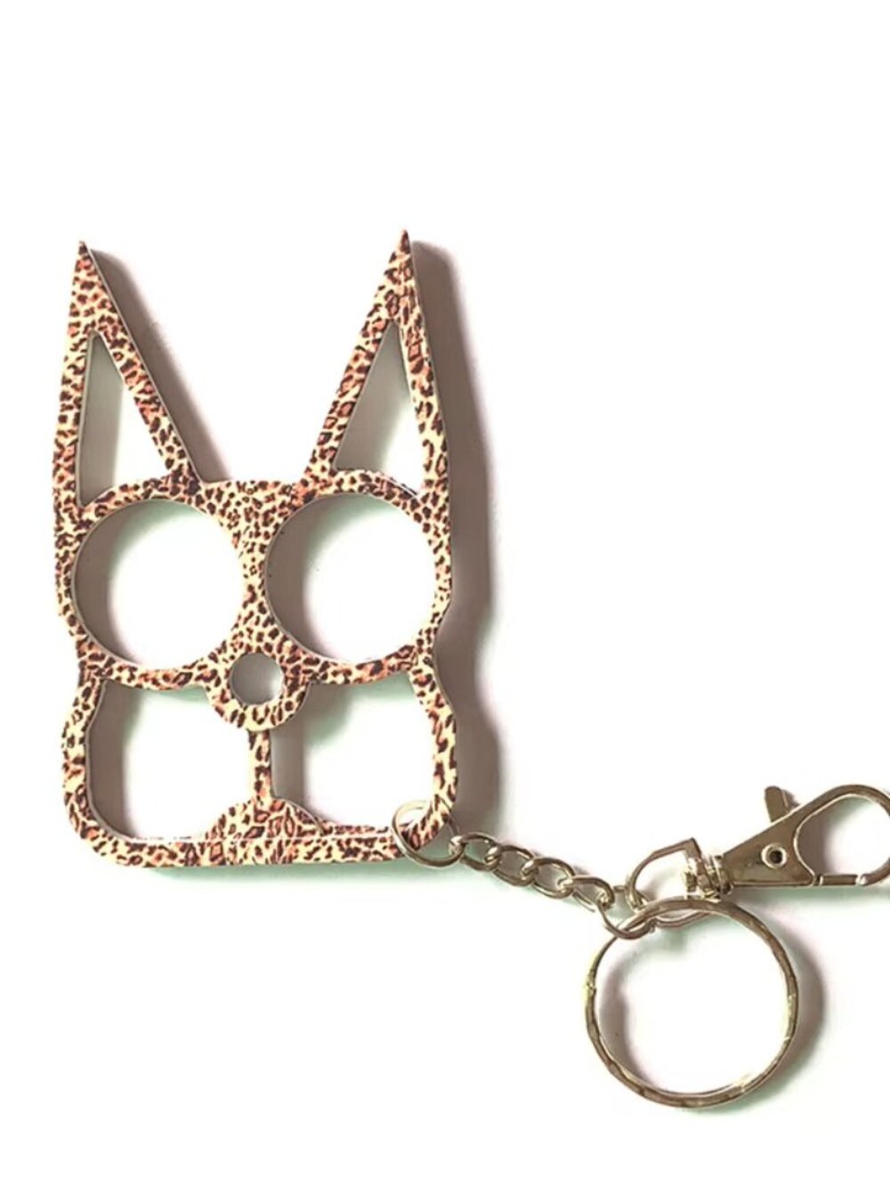 Cheetah Print Kitty Cat Ear Self Defense Keychain Bottle Opener🔑🐱